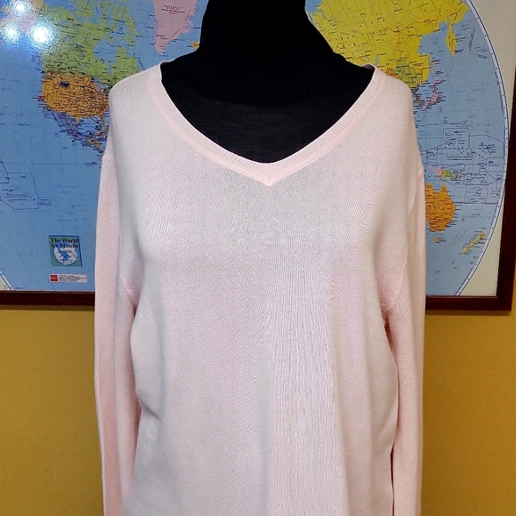 Banana Republic Man's Pink Long Sleeves 100% Cotton V-Neck Sweater- Size M - Picture 3 of 14